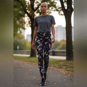 Reebok Blue, Grey, Tan Women's Leggings, Medium